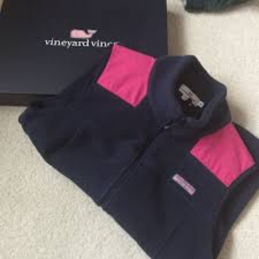 Vineyard Vines Navy Blue Vest with Pink Detailing